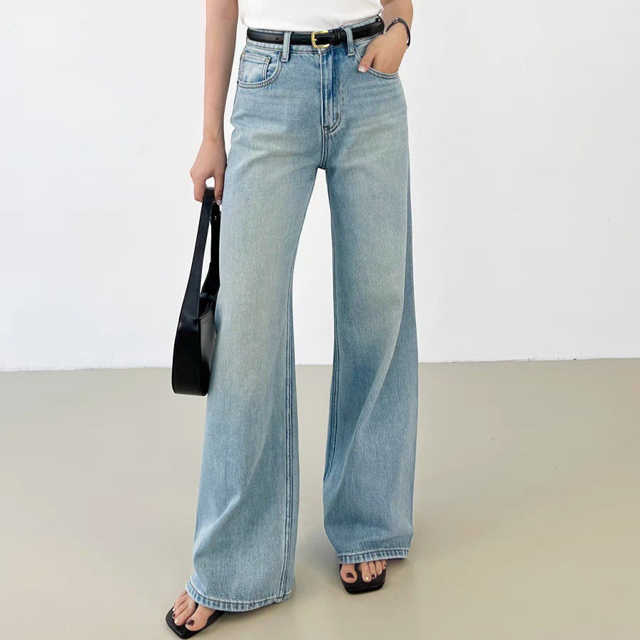 Women's Retro Washed Loose Straight Jeans