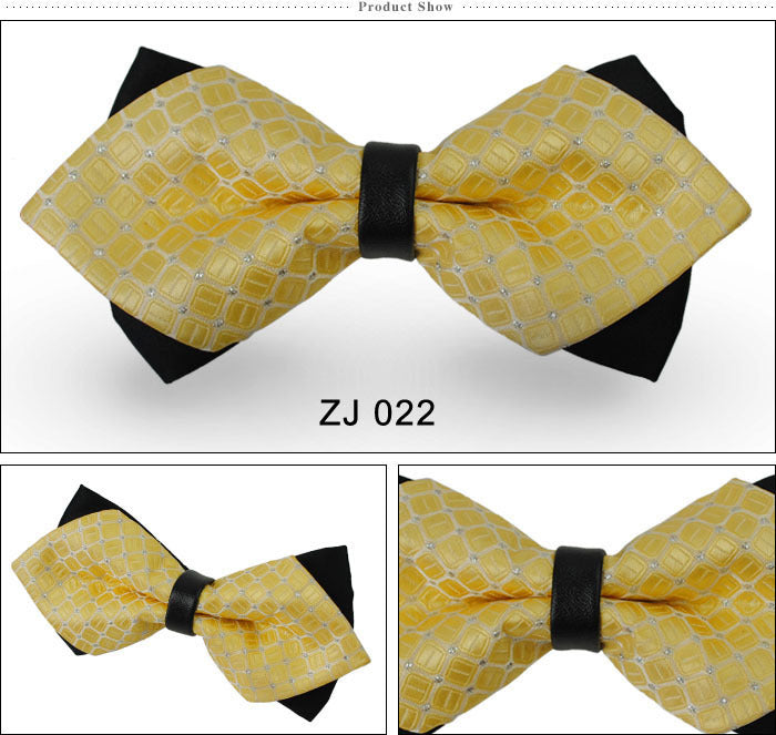 Men's casual Plaid pointed corner Korean British bow tie