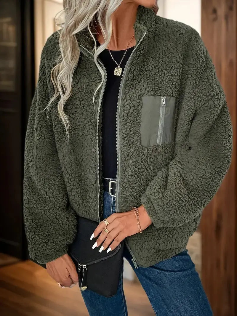 Women's Simple Fashion Zipper Drooping Shoulder Jacket null