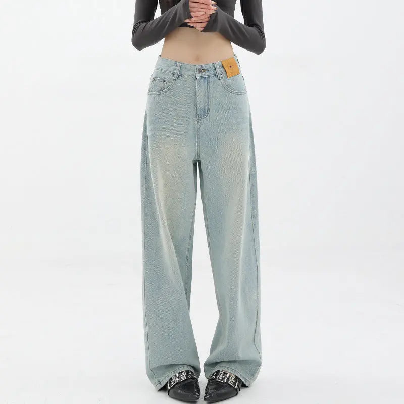 Blue Retro Straight Loose Jeans Nipaaj