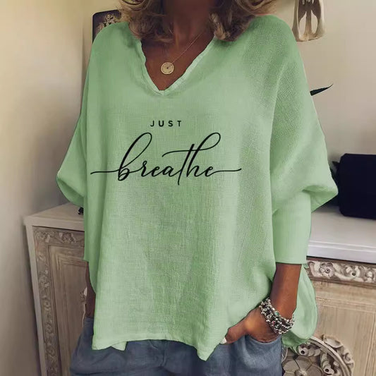 Street Hipster V-neck Long Sleeve Loose Top Summer