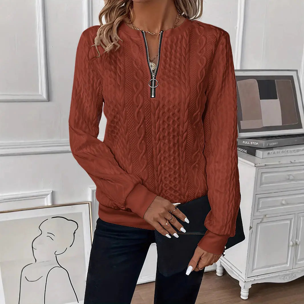 Short Women's Clothing With Zipper Sweater Long Sleeve null