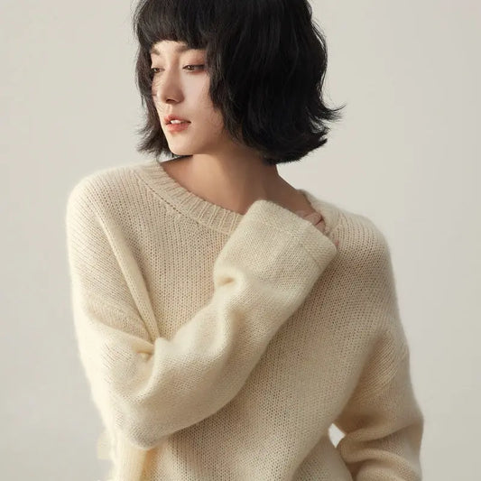 Pure Cashmere Wide Sweater Pullover Women's Thick Nipaaj
