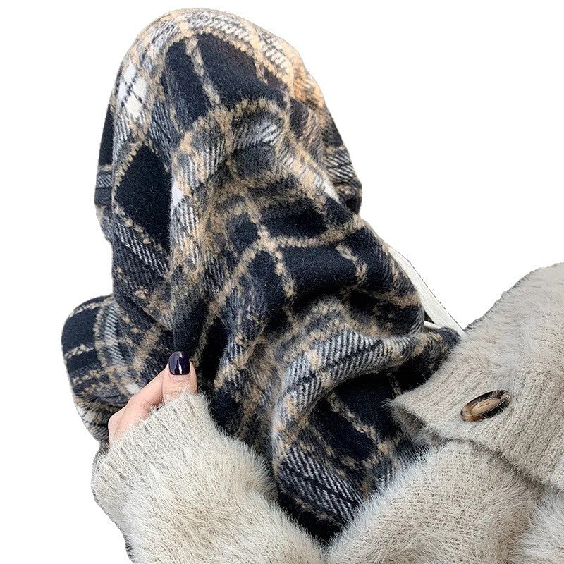 Women's Fleece-lined Casual Woolen Plaid Pants