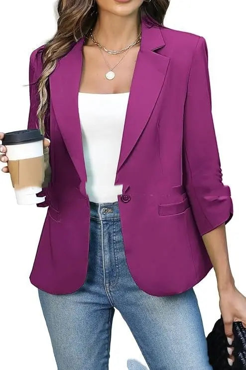 Solid Color Lightweight Slim Suit Jacket null