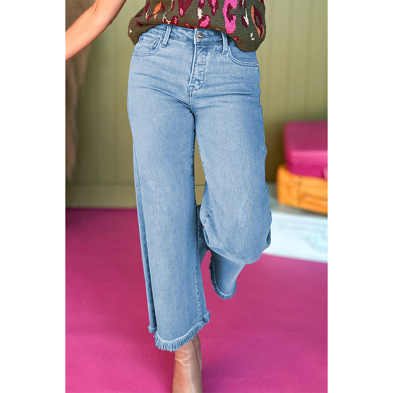 European And American Leisure Versatile High Waist Zipper Jeans