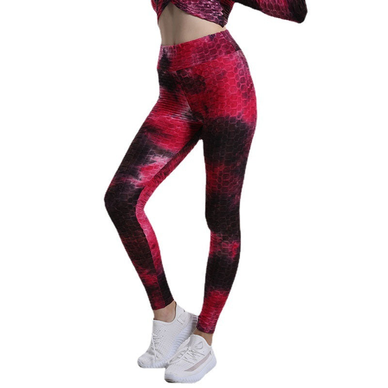 High Waist Workout Bubble Tie-dye Yoga Pants