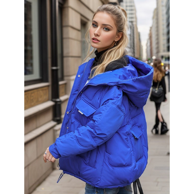 Hooded Down Cotton Clothes For Women New Short Winter Large Size Thick Multi-pocket Cotton Jacket Coat Trendy