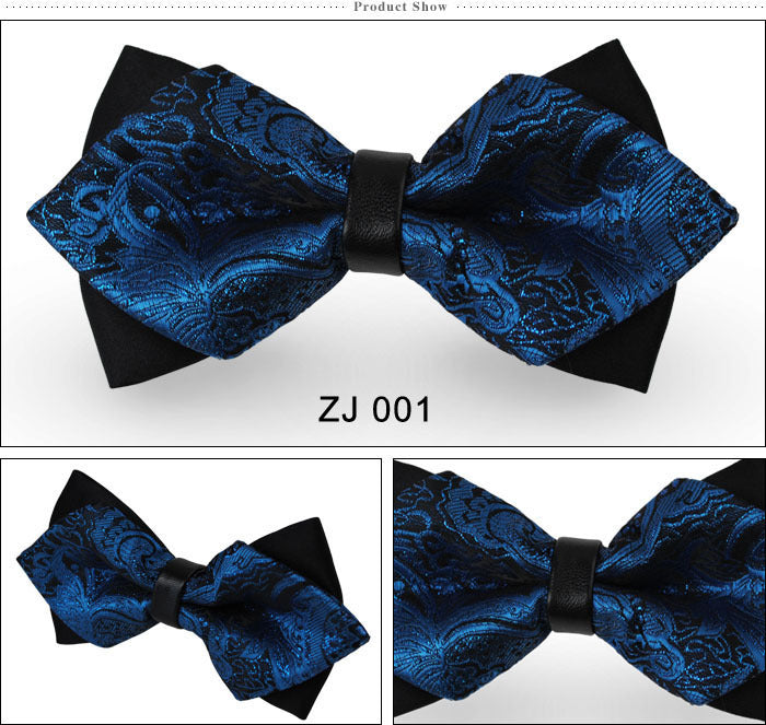 Men's casual Plaid pointed corner Korean British bow tie