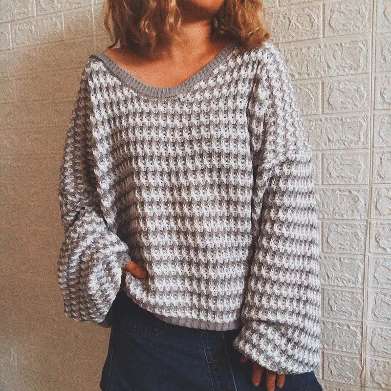 Pullover Striped Women's Knit Sweater Nipaaj