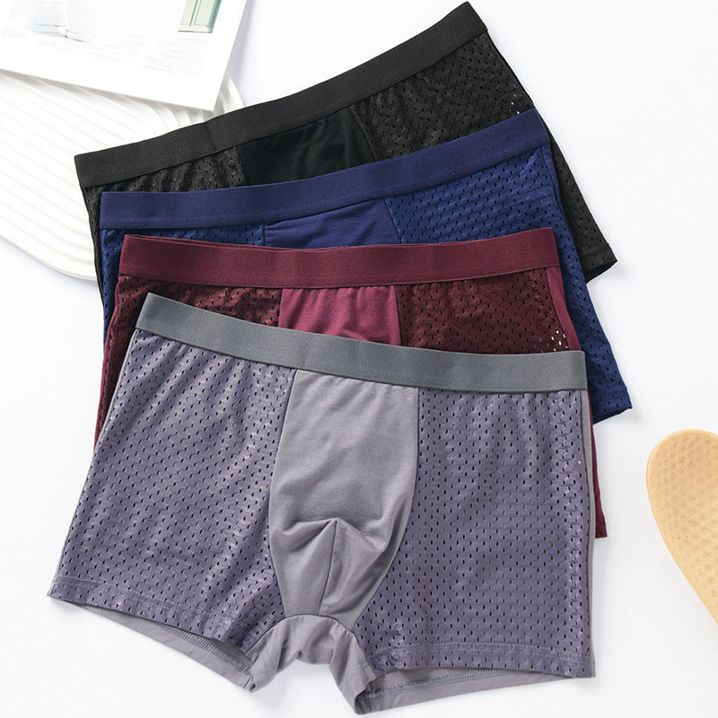 Men's Mesh Seamless Boxer Ice Silk Underwear