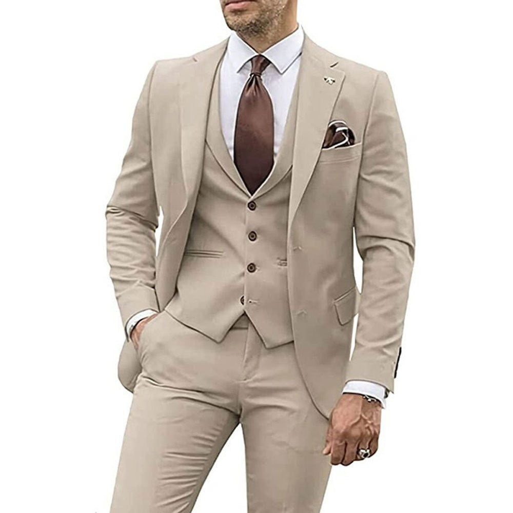 Men's Three-piece Slim-fit Dovetail Groom Dress