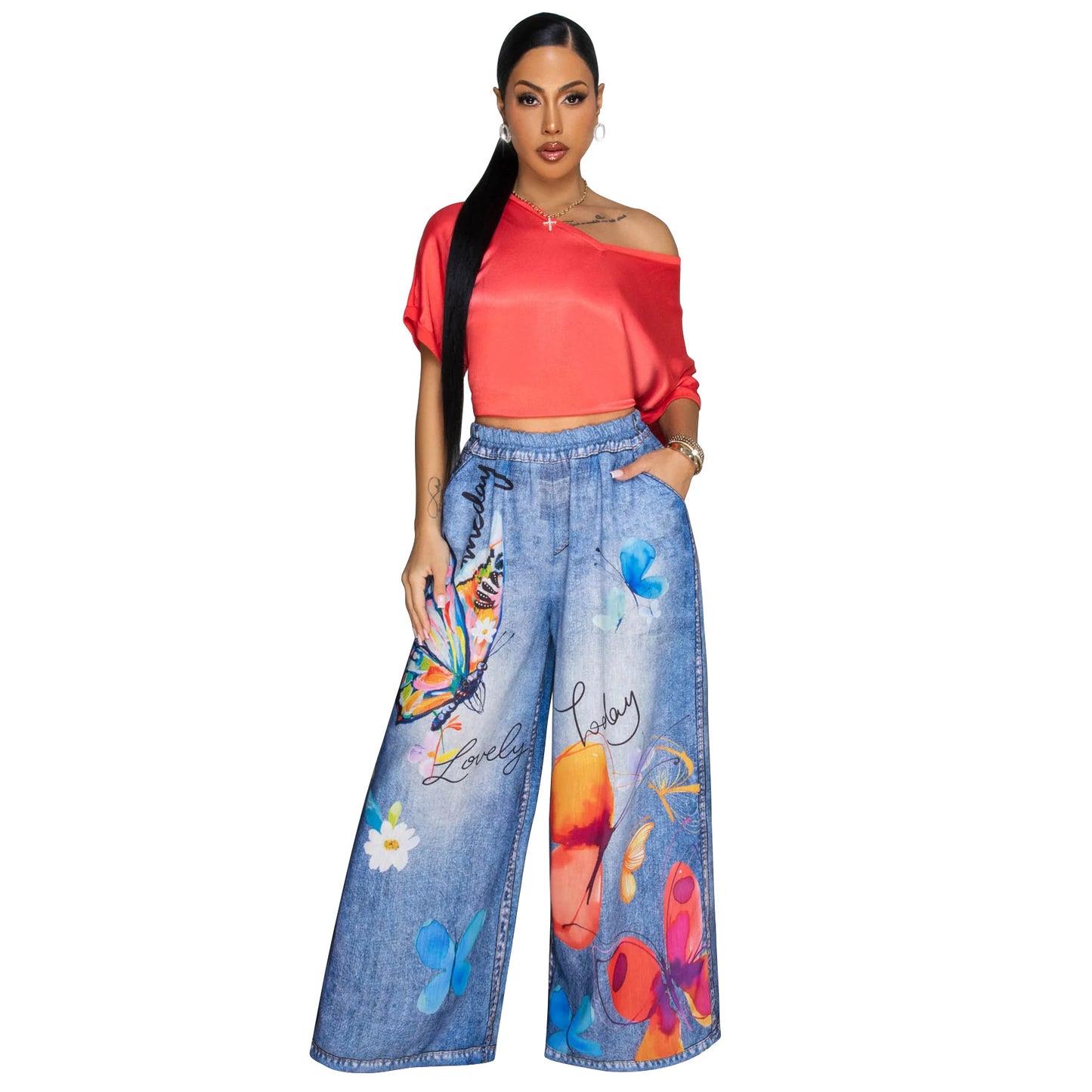 Fashion Loose Casual Printed Women's Wide-leg Pants