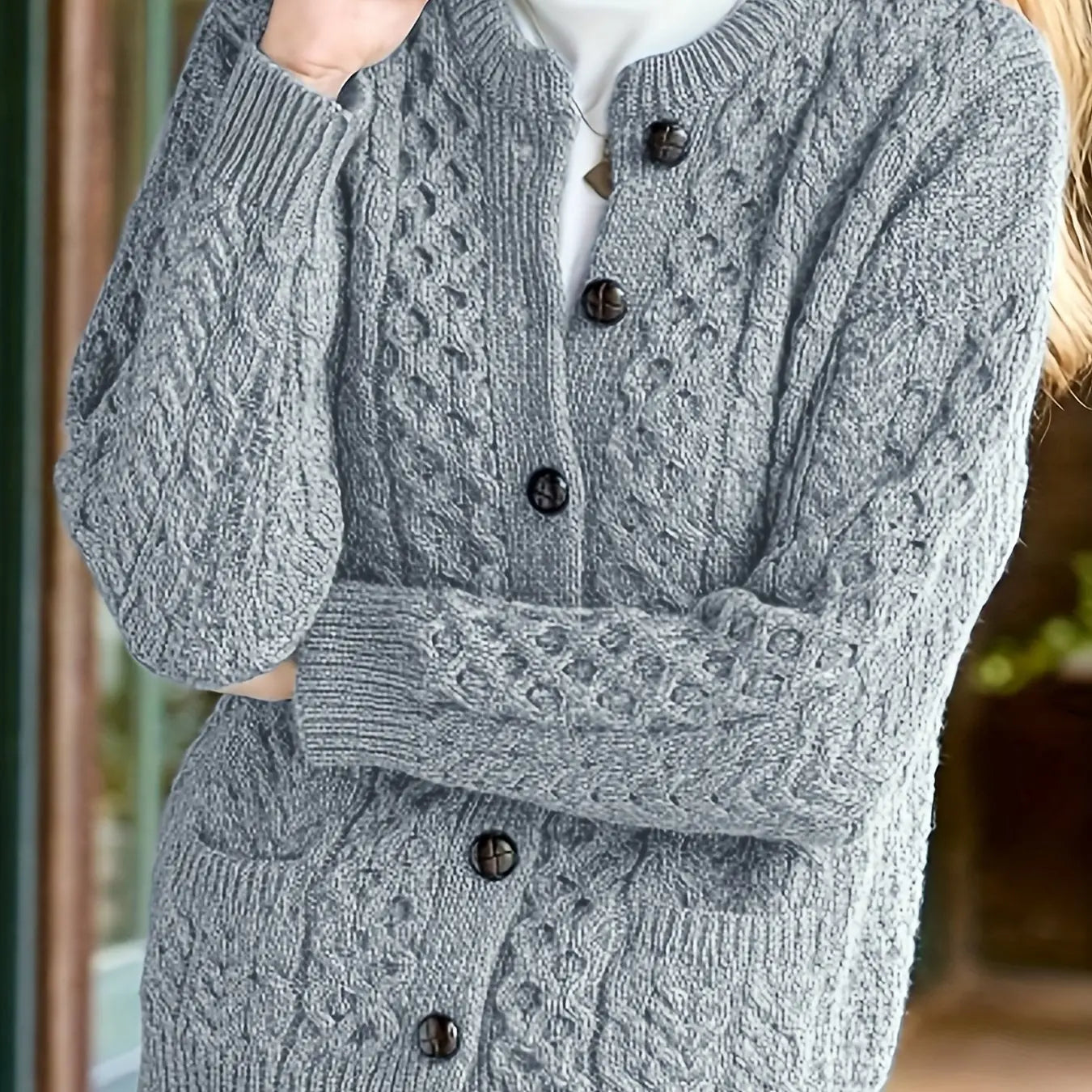 Women's Casual Knit Cardigan Sweater Cozy Long Sleeve Nipaaj