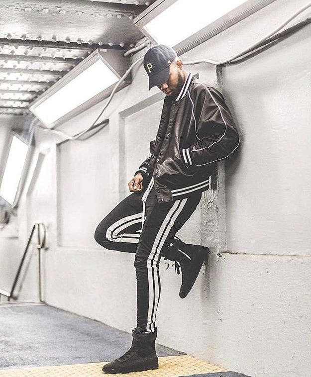 Two Bars Side White Side Retro Street Casual High Street Small Feet Cut Pants
