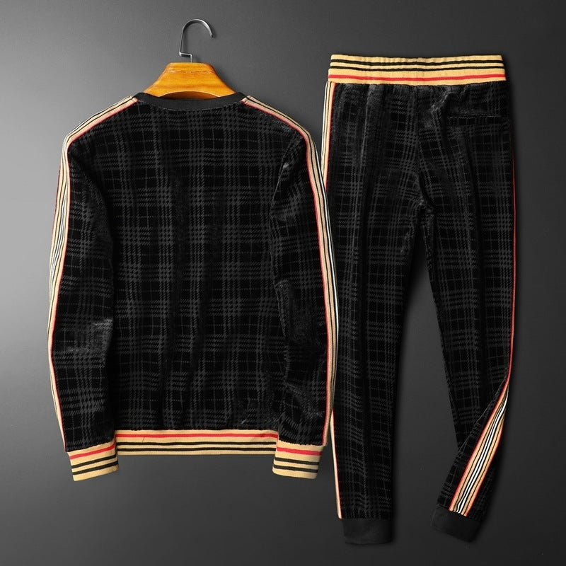 Trendy embroidery men's casual sports suit