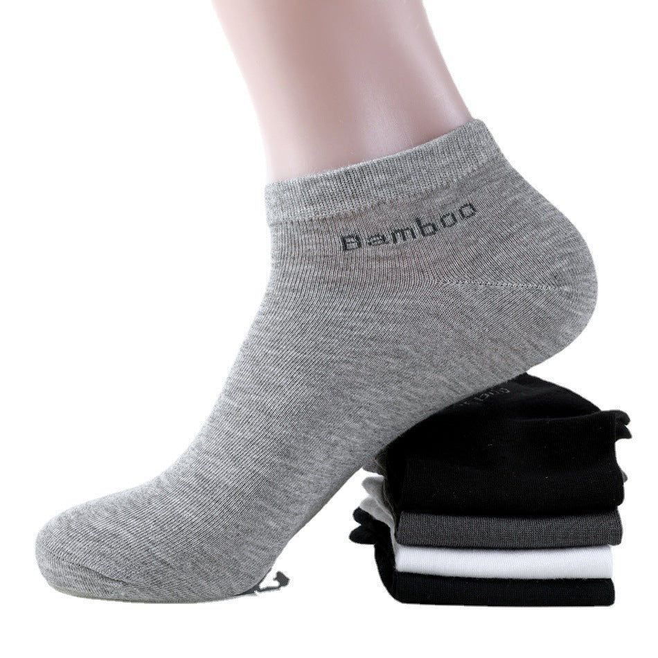 Men's Breathable Bamboo Fiber Solid Color Short Socks