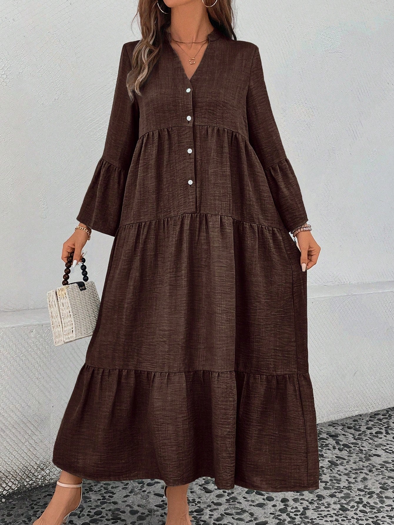 Multi-layer Pleated Loose Stitching Texture Dress