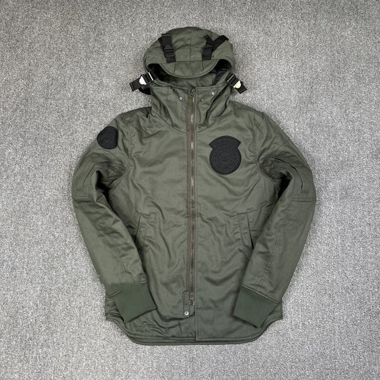 Men's Army Green Sniper Style Hooded Slim Fit Padded Jacket