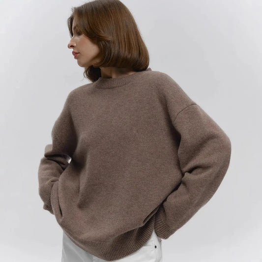 Loose And Warm Simple Pullover Solid Color Knitted Sweater Nipaaj
