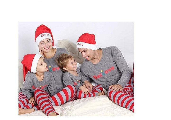 Stripe Long Sleeve Printed Parent-child Dress