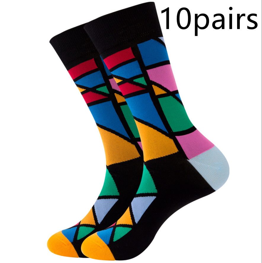 Striped Men's Socks Square Tube Socks Wave Women's Socks