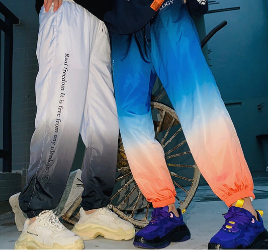 Gradient beam pants national tide men and women lovers ins street hip hop pants