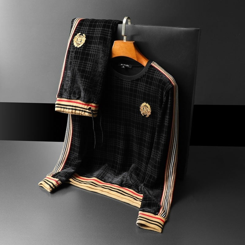 Trendy embroidery men's casual sports suit
