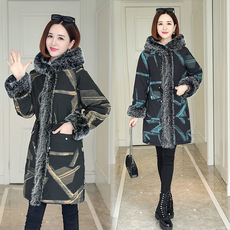 Autumn And Winter Parka Leather Women's Mid-length