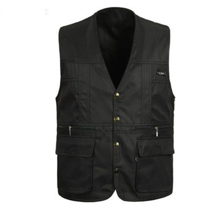 Spring And Autumn Middle-aged And Elderly Men's Vest Multi-pocket Waistcoat