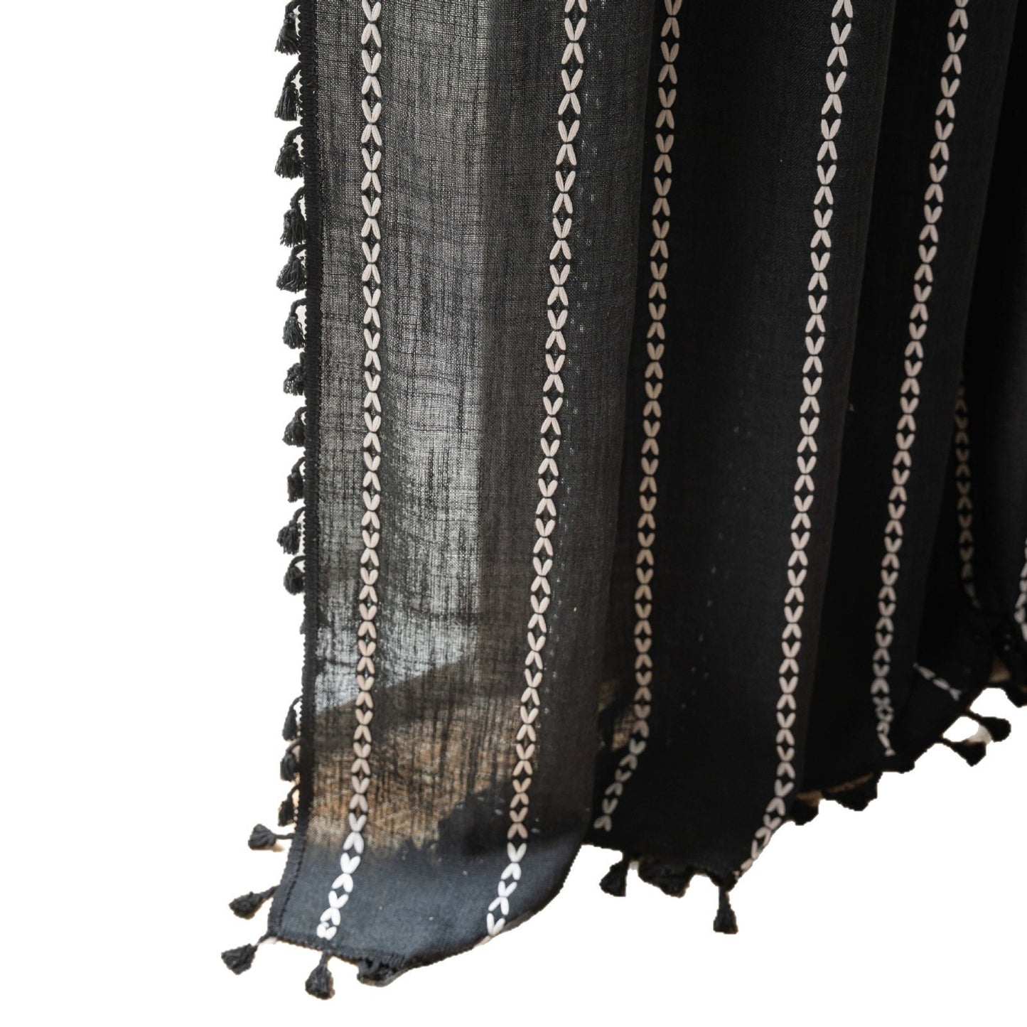 Bedroom Rod Set Pocket Black And White Jacquard Living Room Curtain