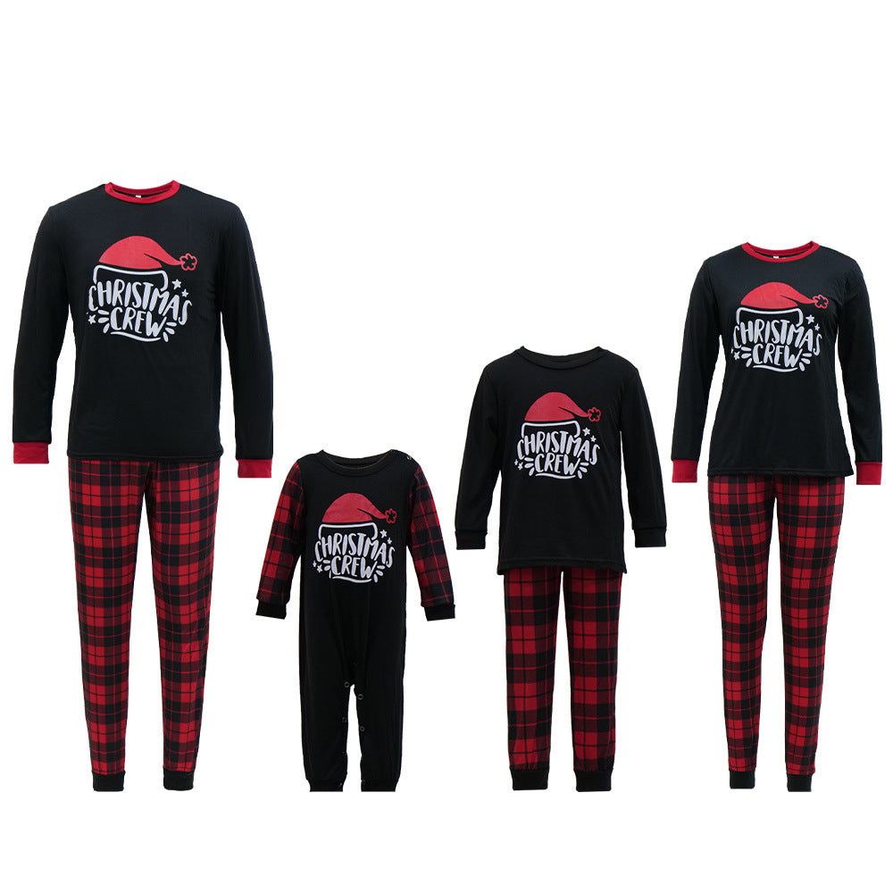 Checkered Cotton Parent-child Christmas Home Pajama Set