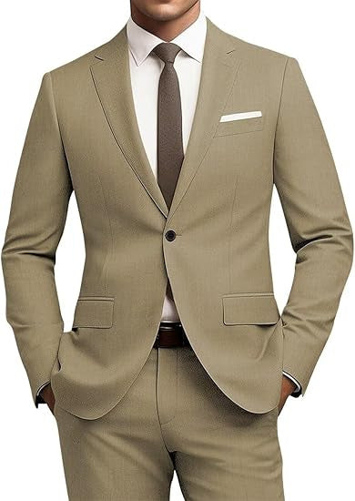 Men's Suit Slim Fit 2-piece Set, Casual Business Set