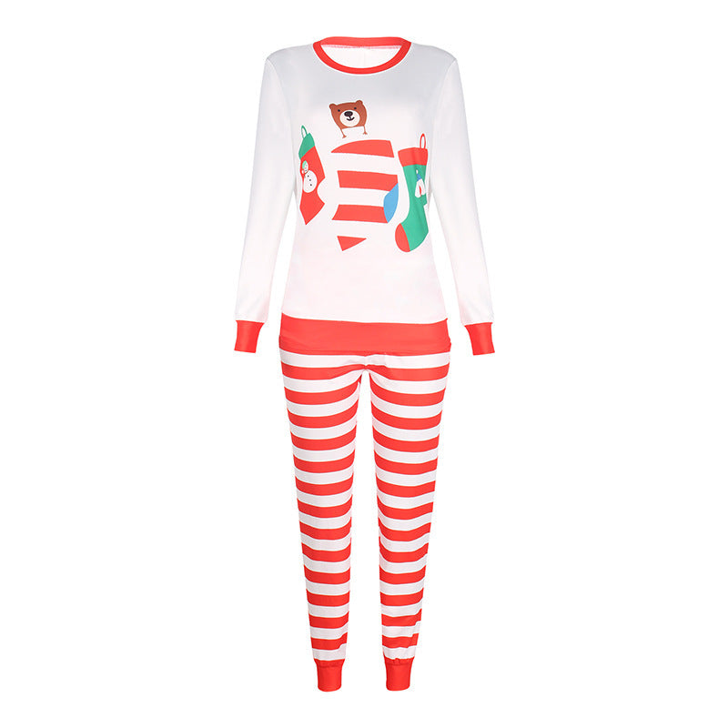 Striped Printed Long Sleeves Home Leisure Parent-child Suit