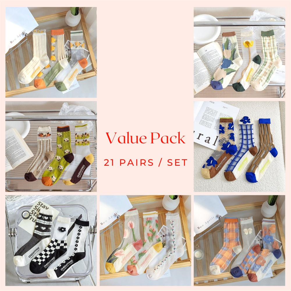 Tulip Fairy Wind Transparent Crystal Glass Silk Women's Socks