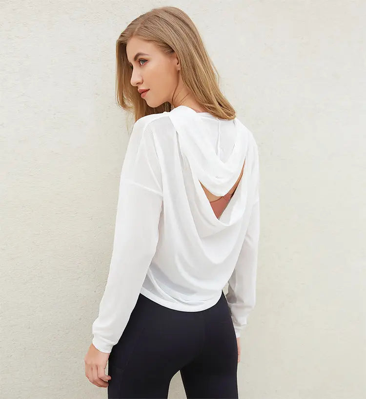 Mesh hooded sports blouse women Nipaaj