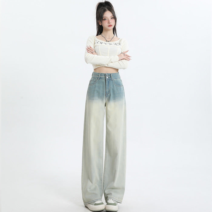 Gradient Design Straight-leg Pants Wide Leg Women's Clothing
