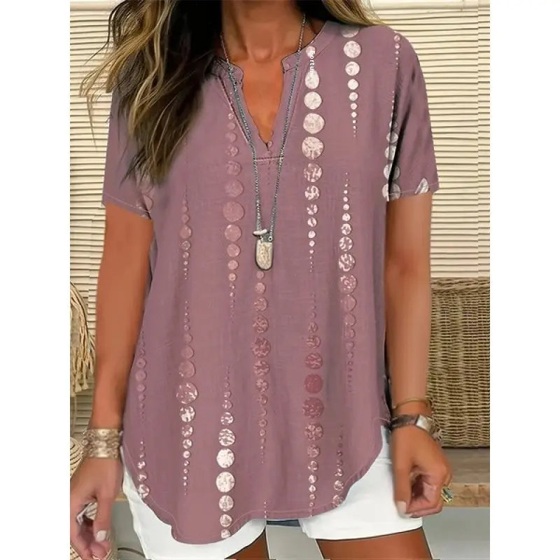 3D Printed Women's Spring And Summer Loose V-neck Short Sleeve Top null