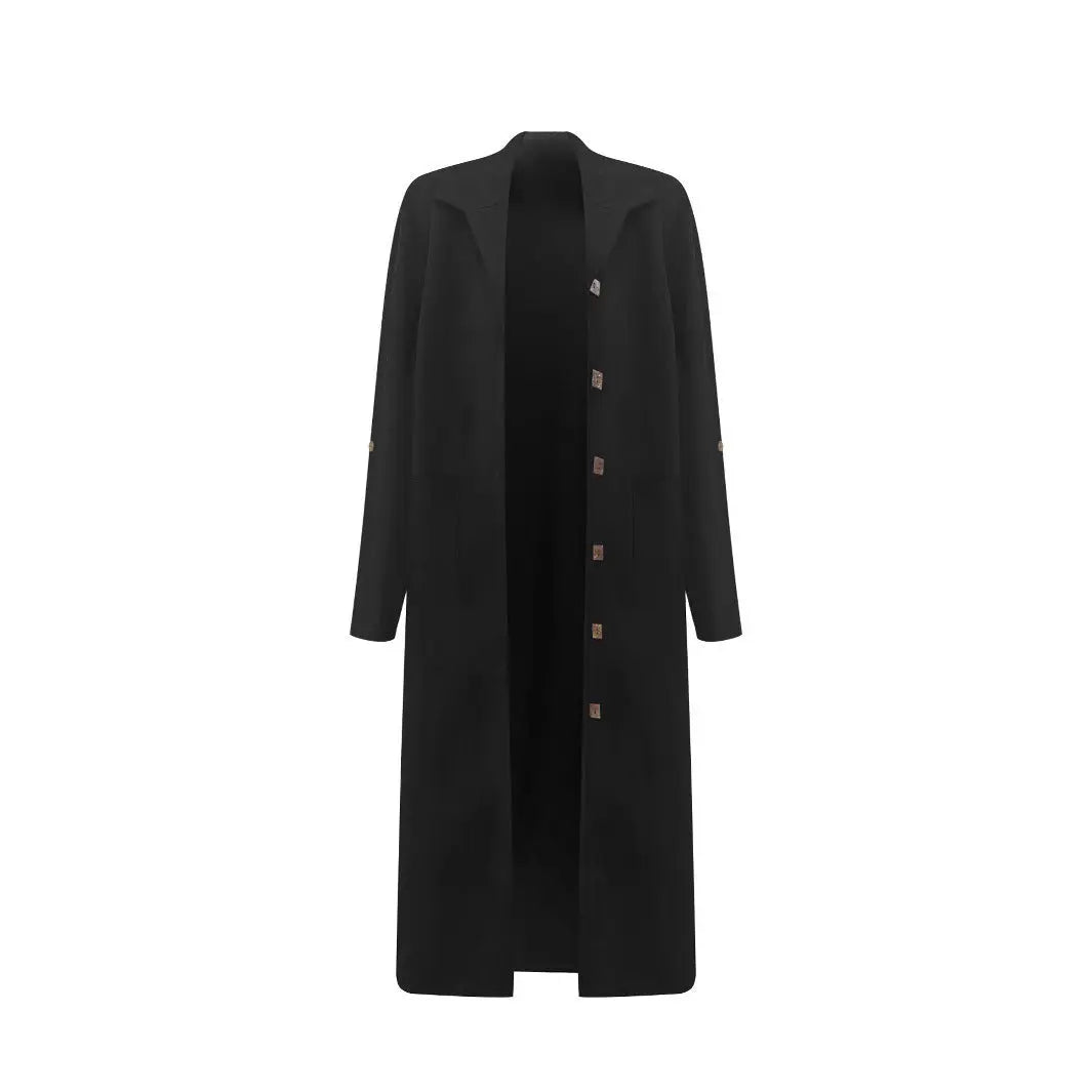 Long Below The Knee Trendy Solid Color Women's Trench Coat null