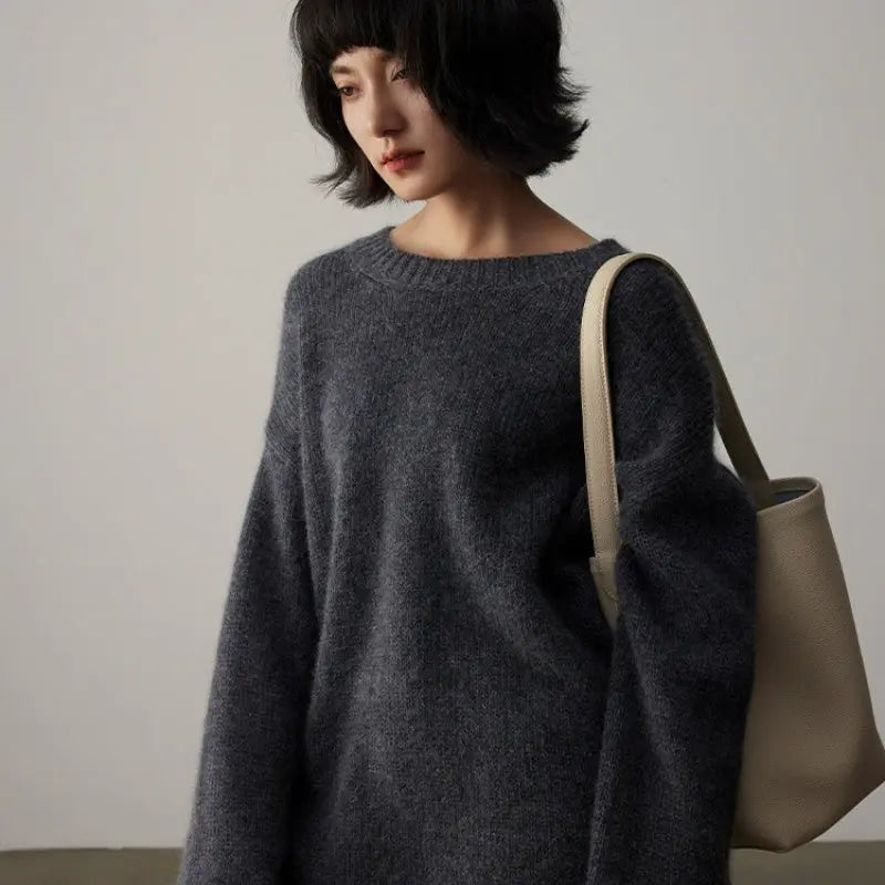 Pure Cashmere Wide Sweater Pullover Women's Thick Nipaaj