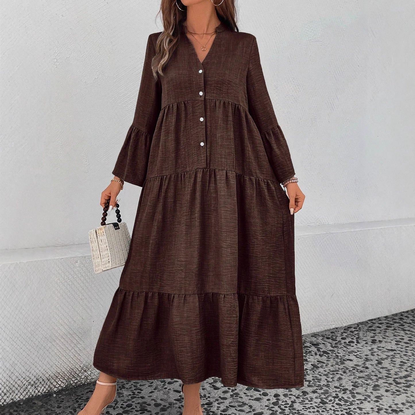 Multi-layer Pleated Loose Stitching Texture Dress