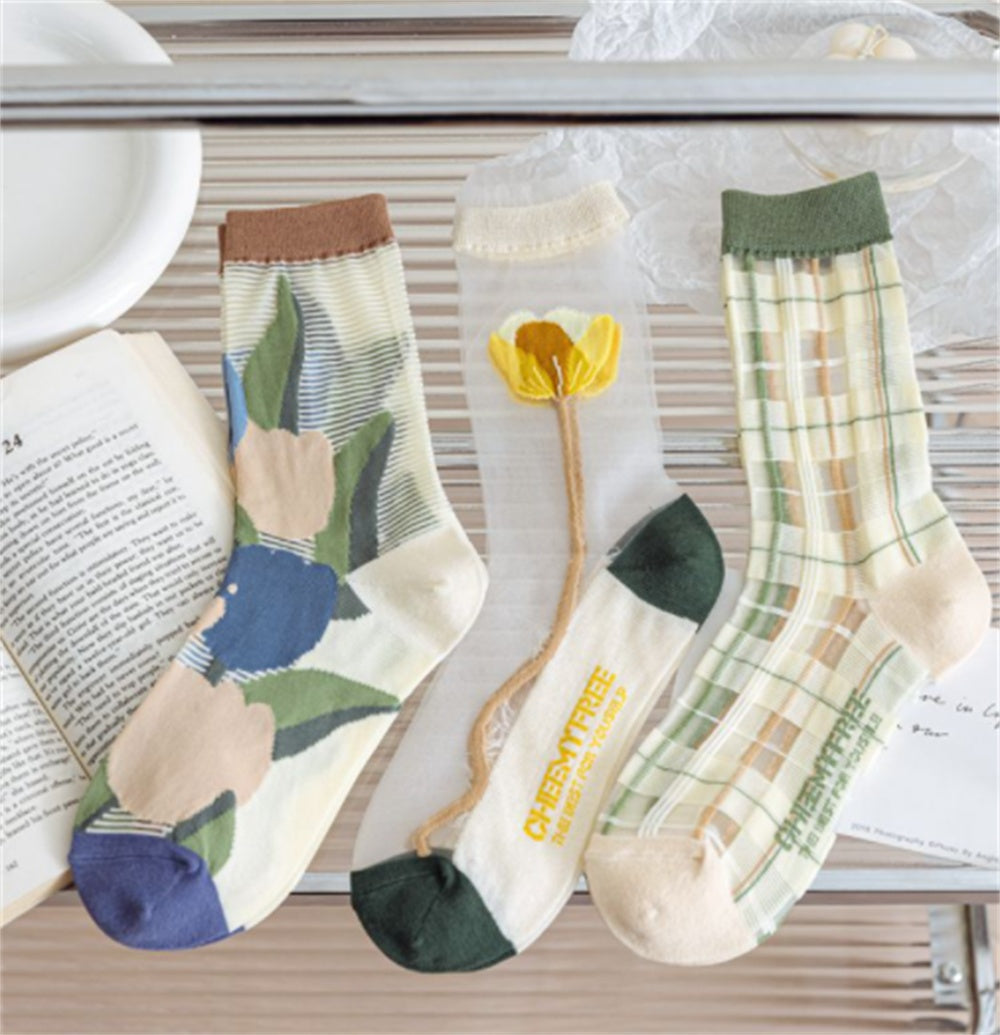Tulip Fairy Wind Transparent Crystal Glass Silk Women's Socks