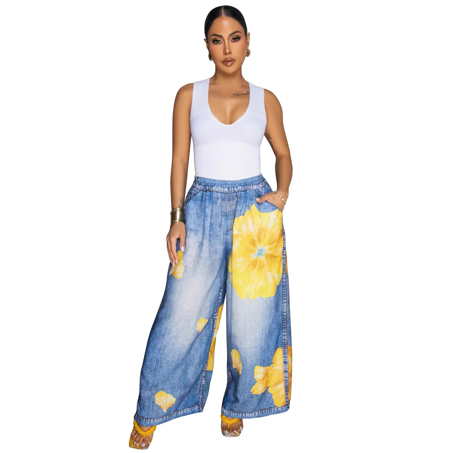 Fashion Loose Casual Printed Women's Wide-leg Pants