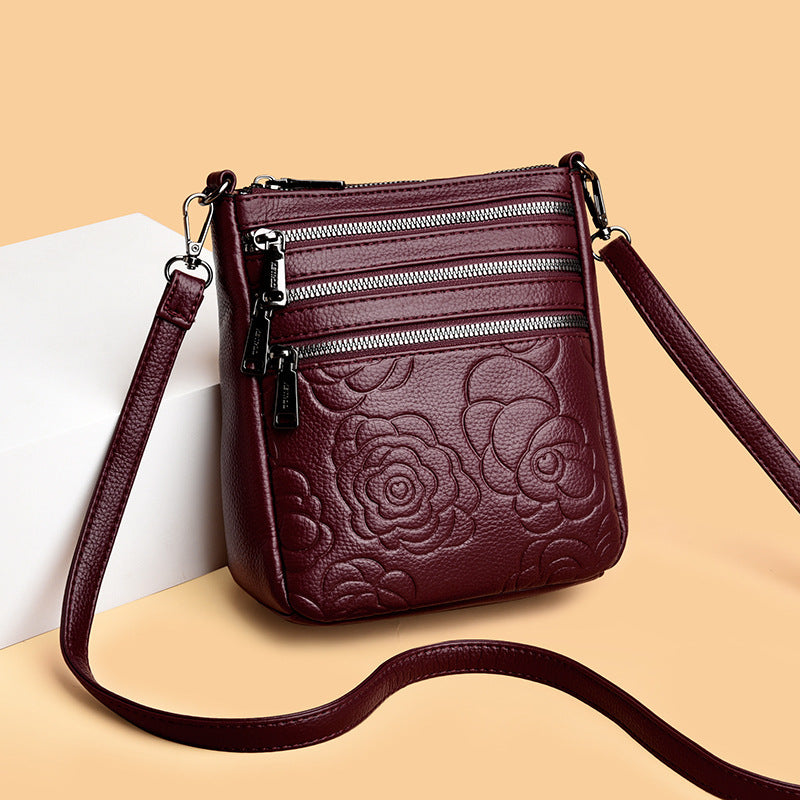 Middle-aged Lady Mother Casual Embossed Shoulder Bag Height