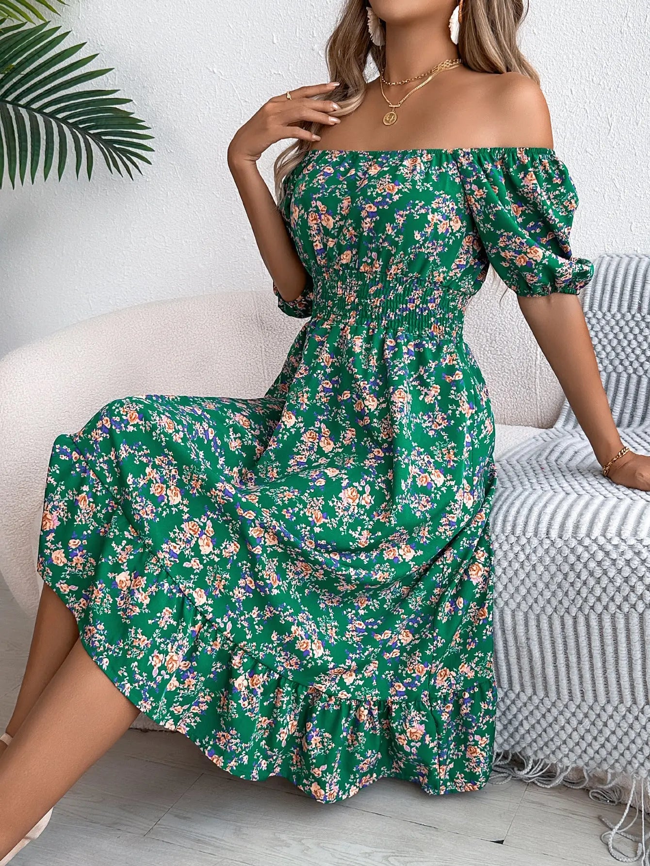 Floral Print Square Collar Dress Summer Fashion Ruffles Dresses Women's Clothing null