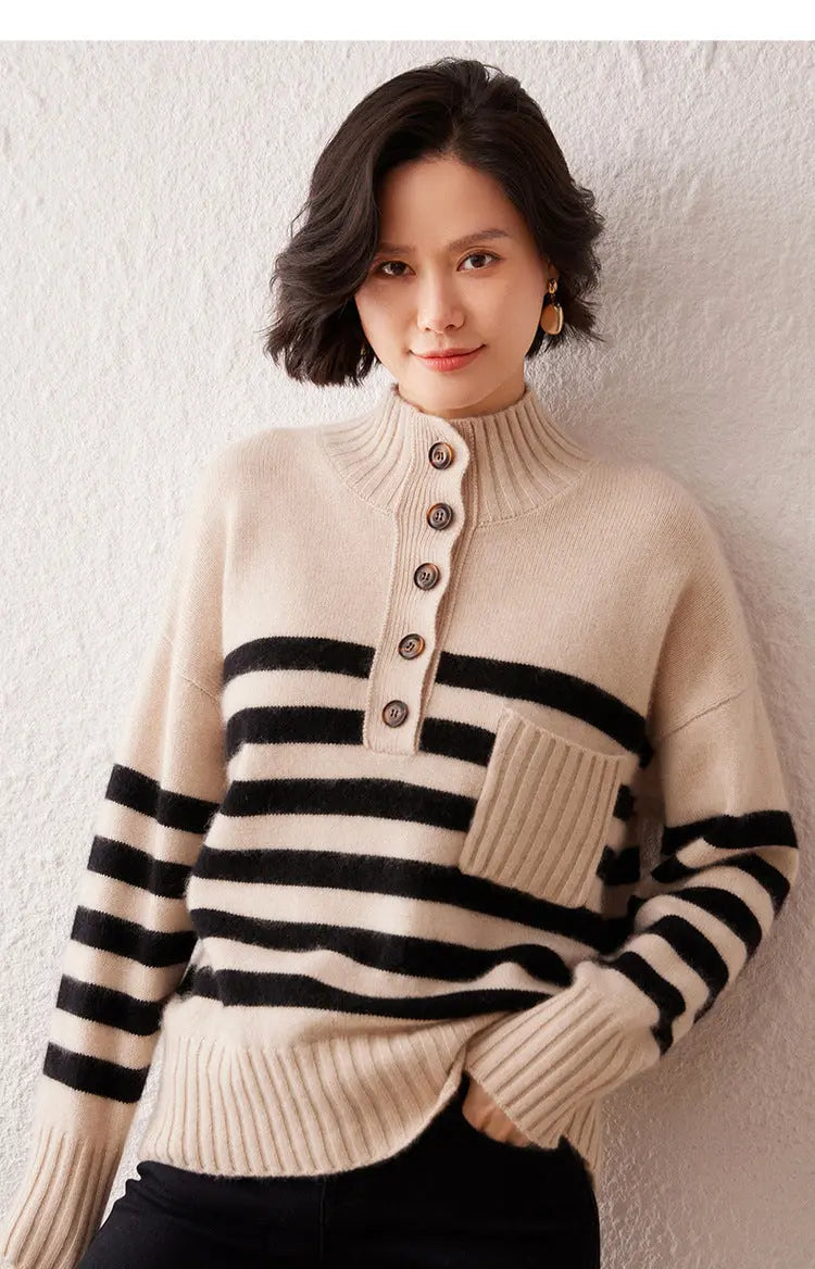 Cashmere Sweater Striped Sweater Nipaaj