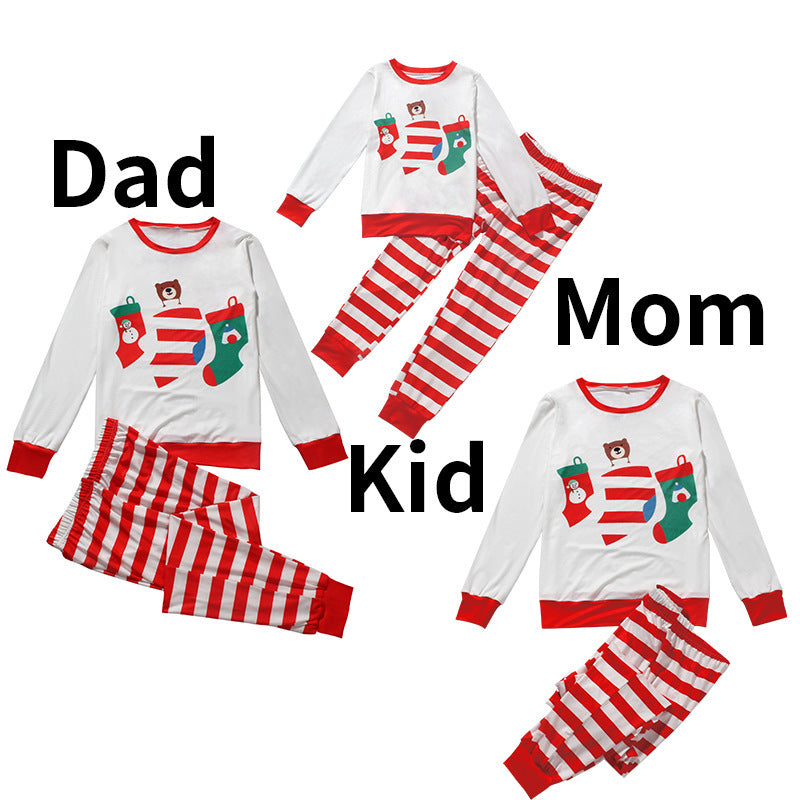 Striped Printed Long Sleeves Home Leisure Parent-child Suit