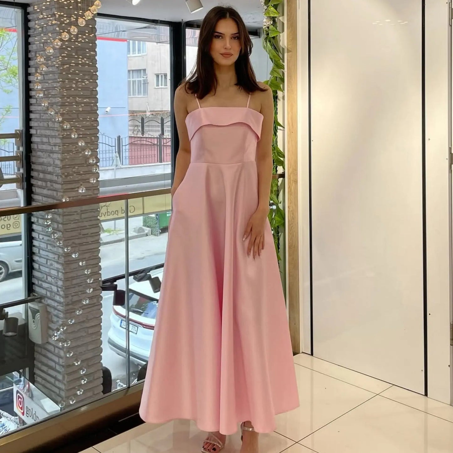 Solid Color Sexy Sleeveless Backless Tube Top Waist Long Dress null