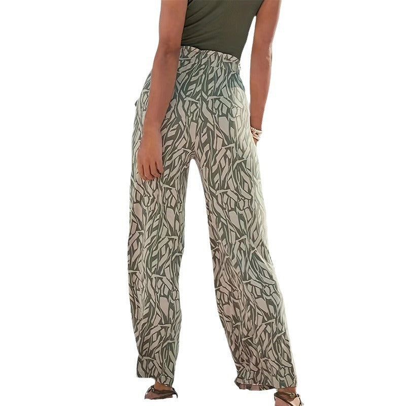 Women's Loose Floral Women's Casual Pants Wide-leg Pants
