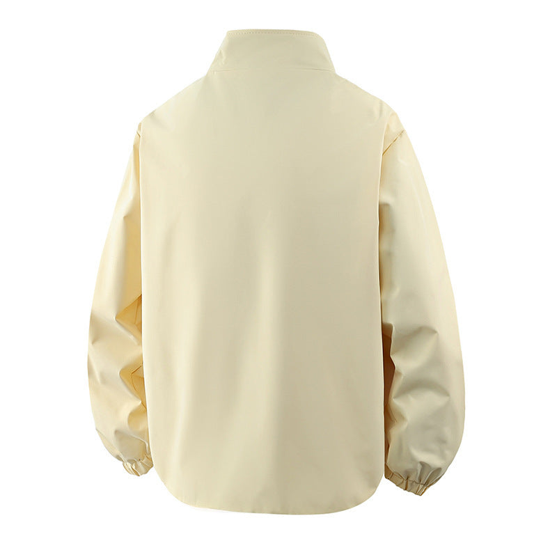 Men's Coat Workwear Stand Collar Jacket Pu Short Top